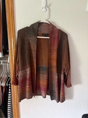 Notations Open-Front Gradient Cardigan - Brown Rust Pink